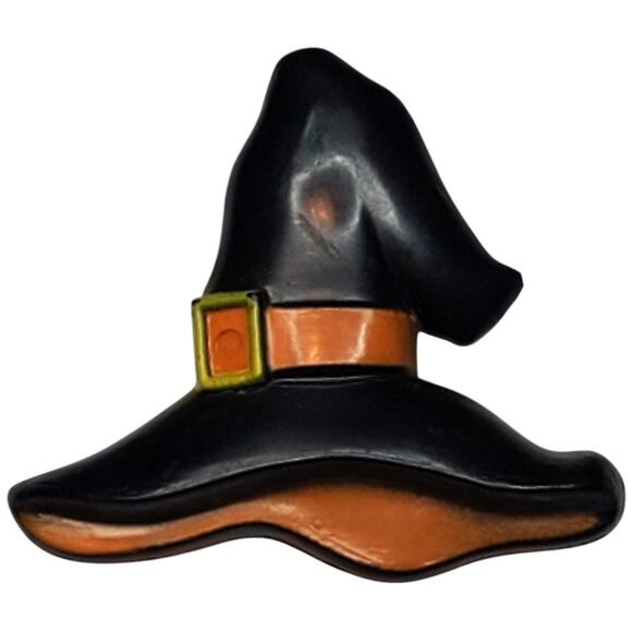 Amscan Witch Hat Pin Brooch Vtg Halloween 1.5" Signed - Picture 1 of 3